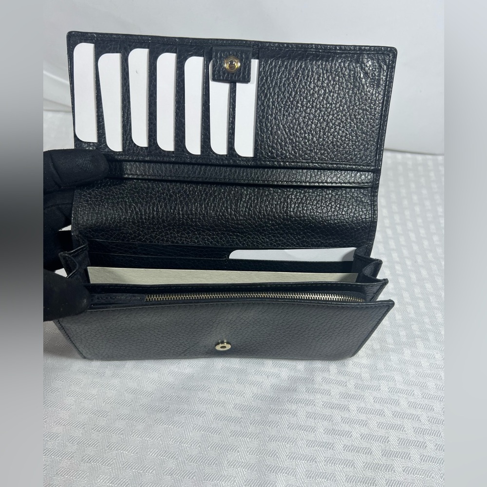 Gucci Pebbled Leather Continental Wallet Black Made in Italy - Picture 9 of 14
